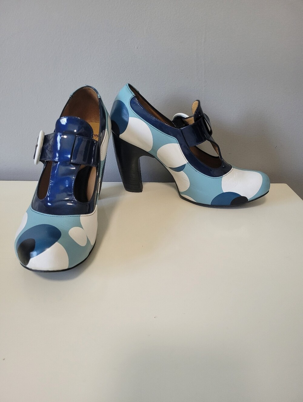 Fluevog Views Arbus Leather T-Strap Heels, Size 8